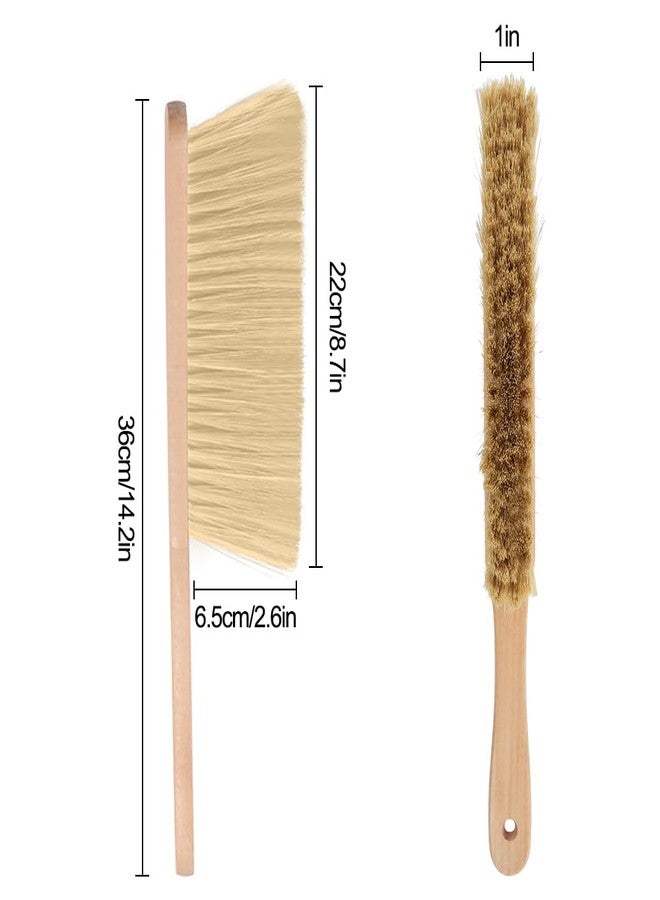 HMIEPRS 2 Pieces Wooden Dust Brush Hand Broom, Bench Brushes with Bristles, Handle Hair Brushes for Counter Bed Sofa Car Fireplace Household Woodworking Cleaning (Brown, Yellow) - Image 5